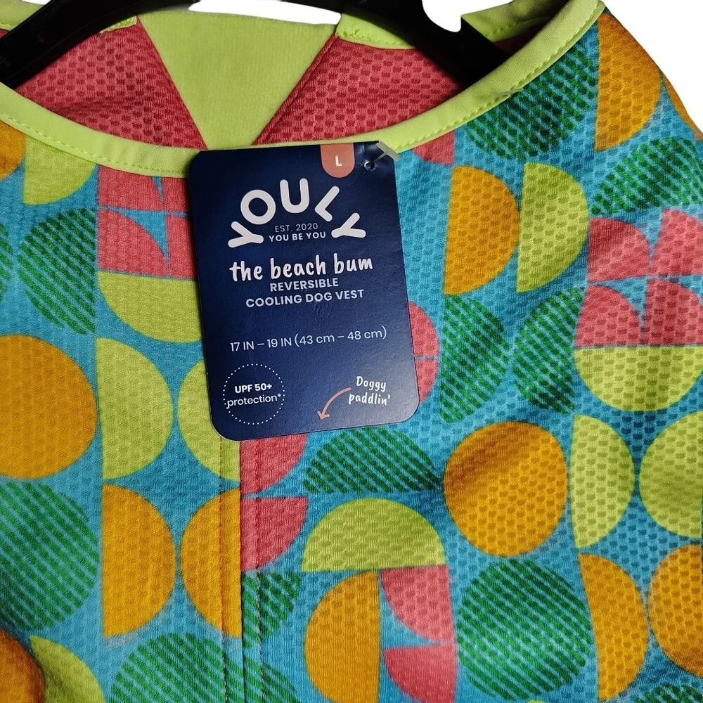 Youly The Beach Bum Dog Large Reversible Cooling Vest With UPF 50+ Protection